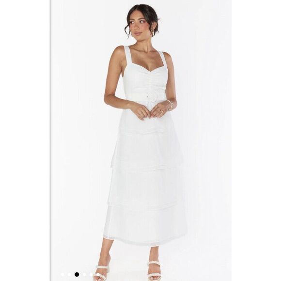 Show Me Your MuMu White Oranganza Bride Cosmopolitan Midi Dress Size Xxs. B26 - Picture 4 of 13